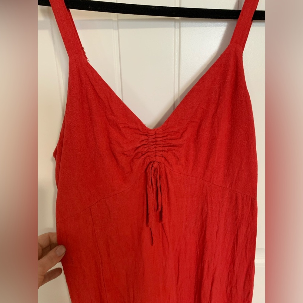 Red Linen Sleeveless Dress